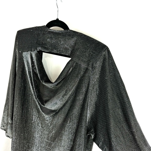 Vintage Joni Blair of California Sz L Silver Metallic Open Front Cardigan Top - Picture 5 of 14